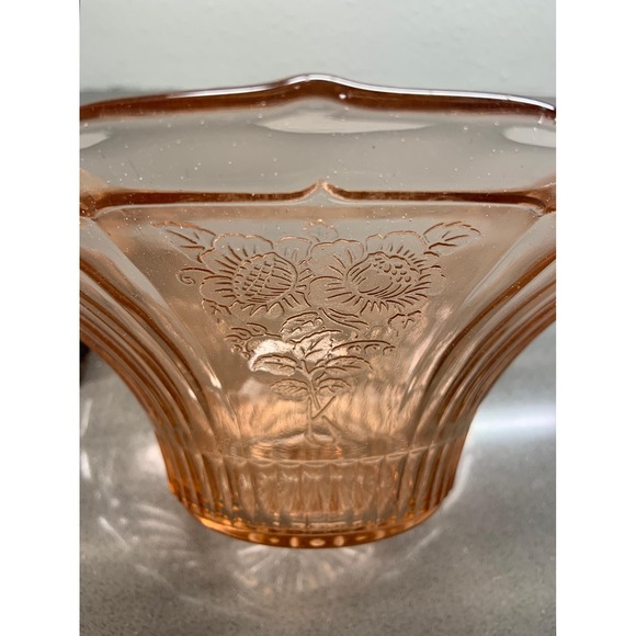 Vintage 1930s Anchor Hocking Mayfair Open Rose Pink Depression Glass Bowl - Picture 6 of 6